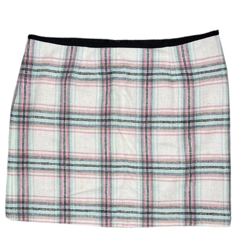 Vineyard Vines Pink/Blue/Black Plaid Wool Mini Skirt SZ 8